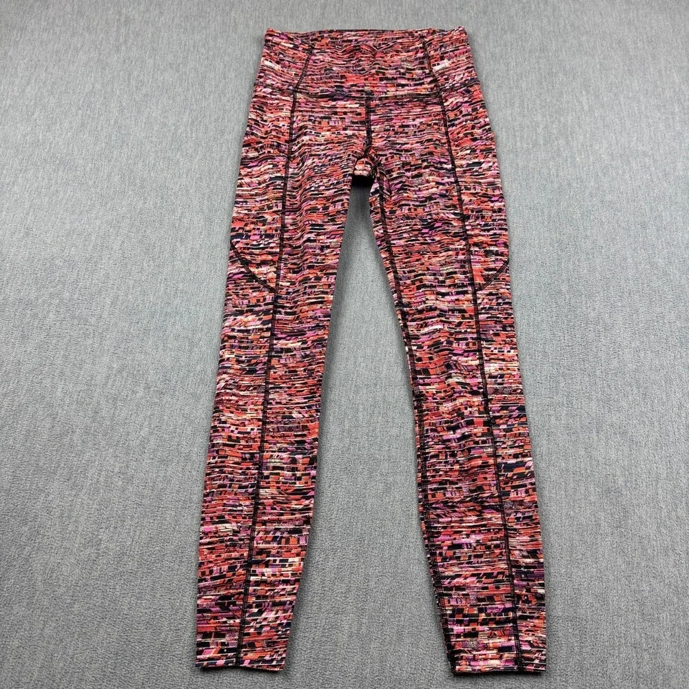 Lululemon Leggings Women 4 Orange Flash Pleat Fast Free Tight 25